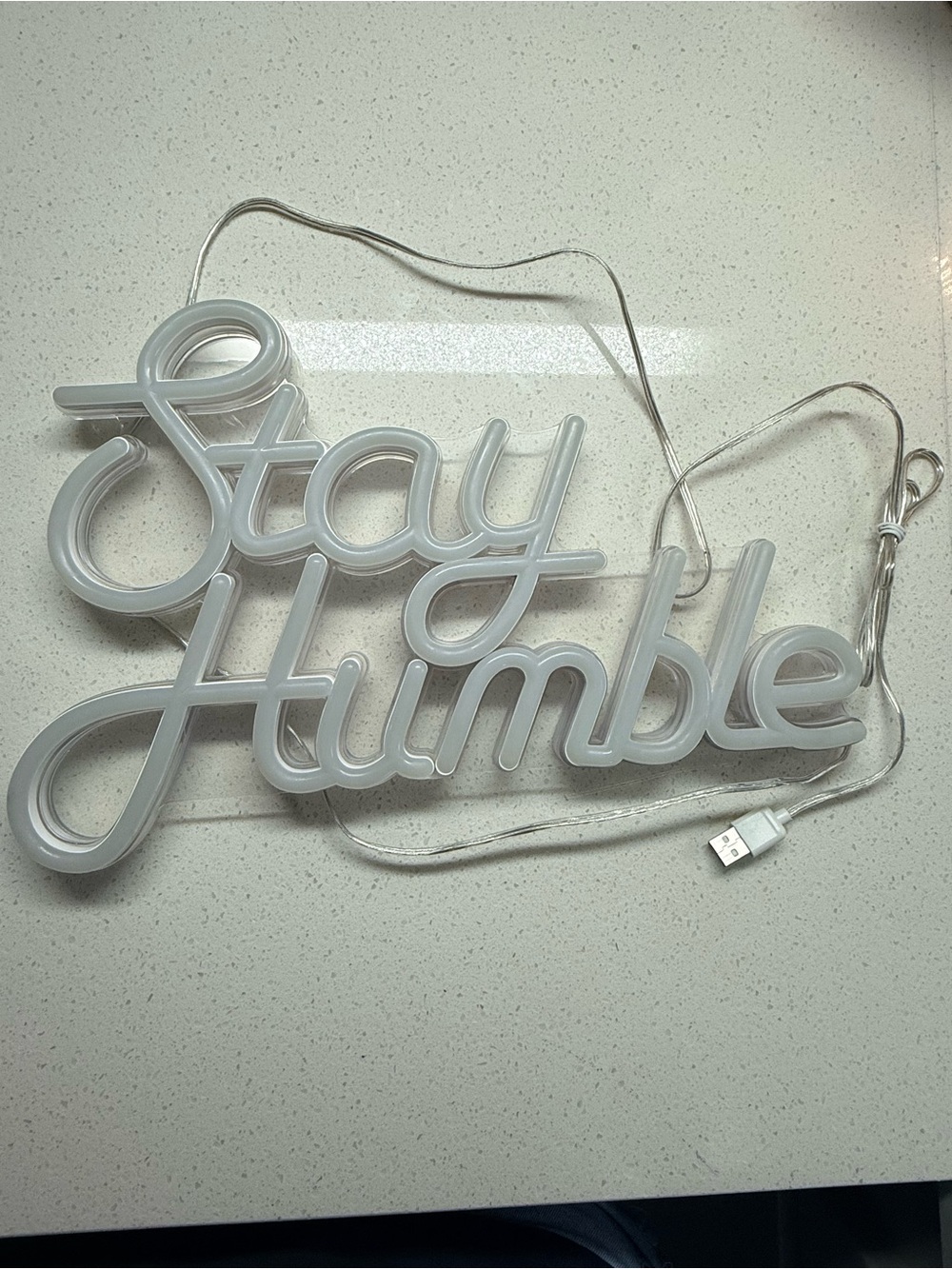 White 'Stay Humble' Script LED Wall Sign